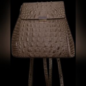 BRAHMIN Margo Croc-Embossed Honeycomb (Tan) Backpack